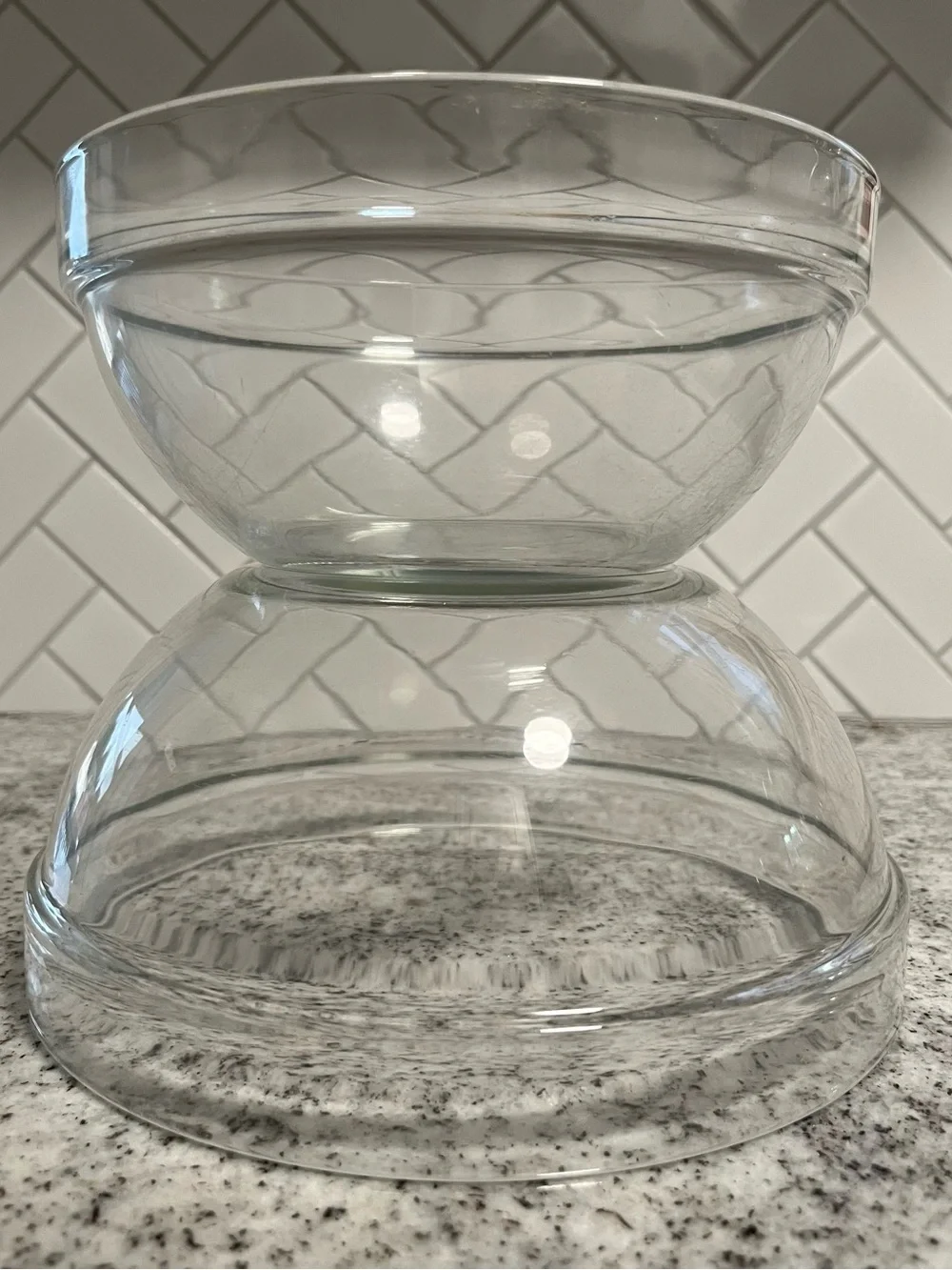 Vintage Arcoroc France Glass Nesting Mixing Bowls Set 2 7.5” & 8.5”